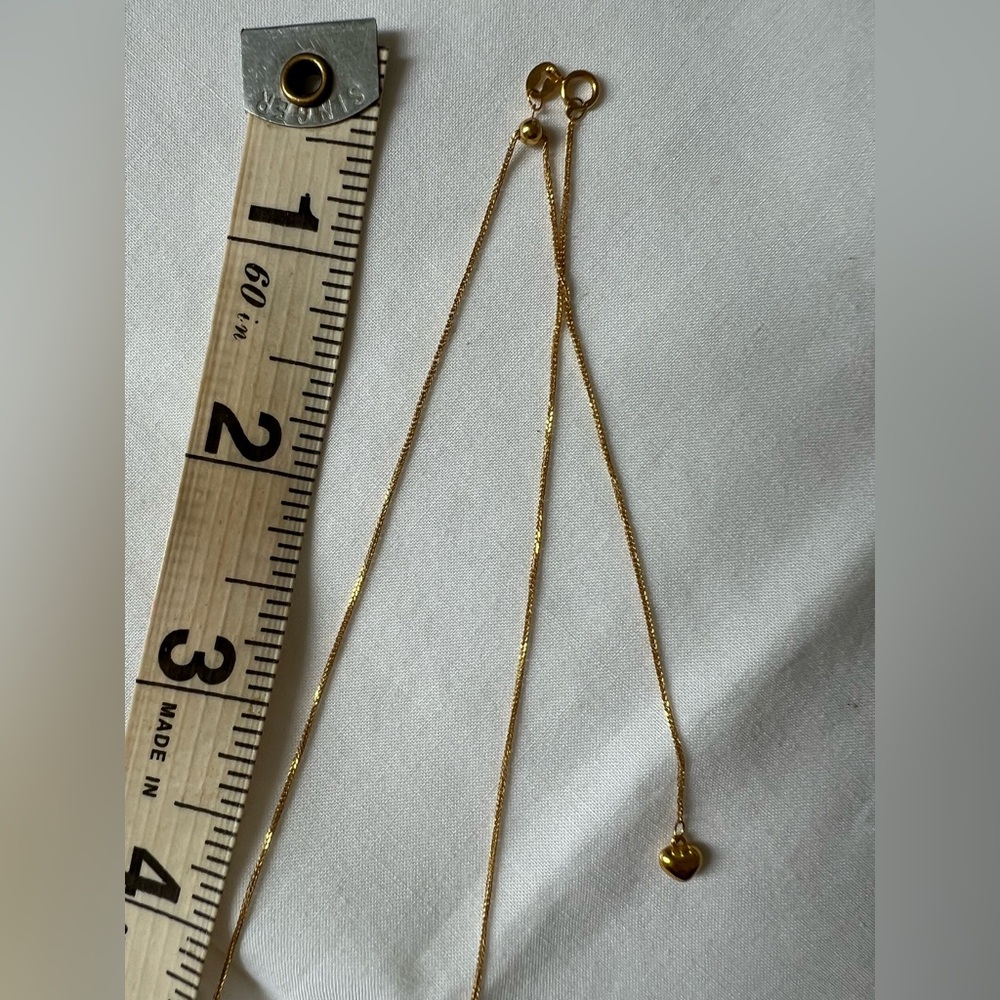 18K Solid Gold Dainty Solitaire Necklace • Adjustable 14–19 in - Picture 13 of 16